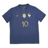 NIKE Mens Blue Football Shirt L Short Sleeve Crew Neck Yons 10 Graphic