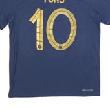 NIKE Mens Blue Football Shirt L Short Sleeve Crew Neck Yons 10 Graphic