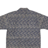BAY CREEK Mens Blue Patterned Cotton Blend Shirt L Casual Summer Hawaiian Style