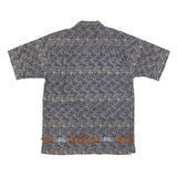 BAY CREEK Mens Blue Patterned Cotton Blend Shirt L Casual Summer Hawaiian Style