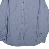NAUTICA Mens Blue & White Striped Shirt 2XL Cotton Button-Down Long Sleeve