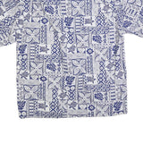 HAWAII Mens Blue & White Patterned Cotton Blend Shirt L Hawaiian Style