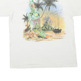 CARIBBEAN SURF Mens White Cotton Blend L Short Sleeve Crew Neck Graphic T-Shirt