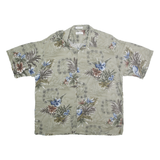 PIERRE CARDIN Mens Beige Floral Rayon Shirt 2XL Short Sleeve Tropical Print
