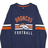 MAJESTIC Mens Blue Broncos Football Long Sleeve Crew Neck T-Shirt L