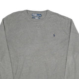 POLO RALPH LAUREN Mens Grey Plain Cotton Crew Neck Basic Knit Jumper 2XL