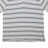TOMMY HILFIGER Mens Grey & White Striped Short Sleeve Polo Shirt 2XL Cotton