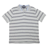 TOMMY HILFIGER Mens Grey & White Striped Short Sleeve Polo Shirt 2XL Cotton