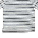 TOMMY HILFIGER Mens Grey & White Striped Short Sleeve Polo Shirt 2XL Cotton