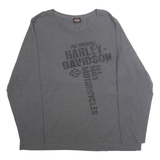 HARLEY DAVIDSON Womens Grey Long Sleeve Crew Neck Graphic T-Shirt 2XL Cotton