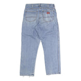 DICKIES Mens Regular Fit Blue Denim Jeans W32 L28 Button Closure Relaxed Cotton