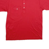CROSS CREEK Mens Red Short Sleeve Plain L Cotton Polo Shirt Pocket Button