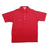 CROSS CREEK Mens Red Short Sleeve Plain L Cotton Polo Shirt Pocket Button