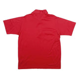 CROSS CREEK Mens Red Short Sleeve Plain L Cotton Polo Shirt Pocket Button