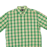 TOMMY HILFIGER Mens Green & Orange Check Shirt M Short Sleeve Button-Down Casual