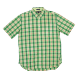 TOMMY HILFIGER Mens Green & Orange Check Shirt M Short Sleeve Button-Down Casual