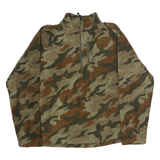 STARTER Mens Green & Brown Camo 1/4 Zip L Polyester Sweatshirt Outdoor Casual