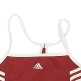 ADIDAS Womens Red & White Sports Crop Top Sleeveless Crew Neck S Athletic Gym