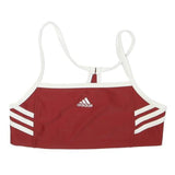 ADIDAS Womens Red & White Sports Crop Top Sleeveless Crew Neck S Athletic Gym