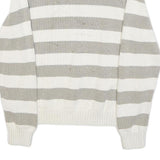 CHAPS Mens White & Grey Patterned Cotton Jumper 1/4 Zip Cable Knit XL Pullover