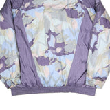 LETS JET Womens Purple Blue Polyester Blend Jacket L Zip Printed Oversized