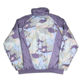 LETS JET Womens Purple Blue Polyester Blend Jacket L Zip Printed Oversized