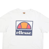 ELLESSE Mens White Graphic T-Shirt 2XL Short Sleeve Crew Neck Logo Casual Cotton