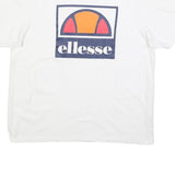 ELLESSE Mens White Graphic T-Shirt 2XL Short Sleeve Crew Neck Logo Casual Cotton
