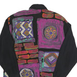 ANOTHONY MARK Womens Black & Purple Abstract Print Shirt Long Sleeve Collared UK