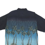 PIERRE CARDIN Mens Black & Blue Palm Tree Rayon Shirt XL Summer Casual Hawaiian