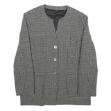 Womens Black & Grey Classic Button Jacket M Woven Houndstooth Pattern