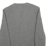 Womens Black & Grey Classic Button Jacket M Woven Houndstooth Pattern