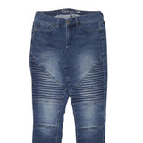 SEVEN7 Womens Slim Blue Denim Jeans W28 L29 Moto Style Cotton Blend Zip