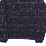 COLUMBIA Mens Black & Purple Patterned Pullover Jumper Crew Neck Waffle Knit M