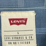 Levis Striped Short Sleeve Shirt - Large Blue Cotton