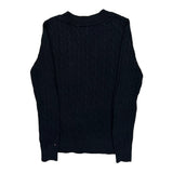 Tommy Hilfiger V-Neck Sweater - Small Black Cotton
