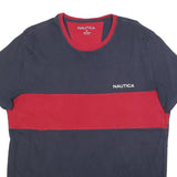 NAUTICA Mens Navy & Red Colourblock T-Shirt XL Short Sleeve Crew Neck Casual
