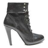 VERO CUOLO Womens Lace-Up Black Leather High Heel Ankle Boots UK 5 Stylish