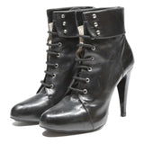 VERO CUOLO Womens Lace-Up Black Leather High Heel Ankle Boots UK 5 Stylish
