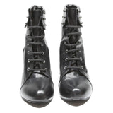 VERO CUOLO Womens Lace-Up Black Leather High Heel Ankle Boots UK 5 Stylish