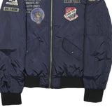 SCHOTT Mens Navy Blue Nylon Reversible Bomber Jacket 2XL Military Style Original