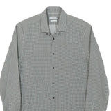 MICHAEL KORS Mens Grey & Black Cotton Blend Shirt XS Slim Fit Long Sleeve Button