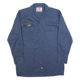 DICKIES Mens Blue Workwear Cotton Blend Shirt M Button Pockets Durable