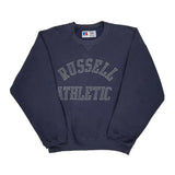 Made In USA Russell Athletic Spellout Sweatshirt - XL Navy Cotton Blend