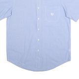 CHAPS Mens Blue Check Shirt M Cotton Blend Easy Care Casual Button Down