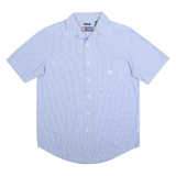 CHAPS Mens Blue Check Shirt M Cotton Blend Easy Care Casual Button Down