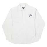 WOOLRICH Mens White Cotton Blend Shirt M Fish Logo Casual Button Down
