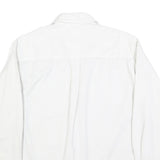 WOOLRICH Mens White Cotton Blend Shirt M Fish Logo Casual Button Down