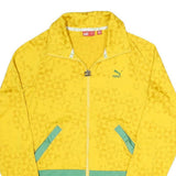 PUMA Womens Yellow & Green Polyester Blend Track Jacket UK 12 Zip Plain