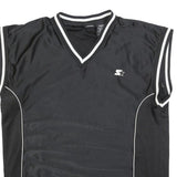 STARTER Mens Black Sleeveless V-Neck Jersey L Sports Casual Streetwear